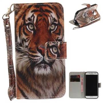 Siberian Tiger Hand Strap Leather Wallet Case for Samsung Galaxy S7 G930