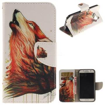 Color Wolf PU Leather Wallet Case for Samsung Galaxy S7 G930