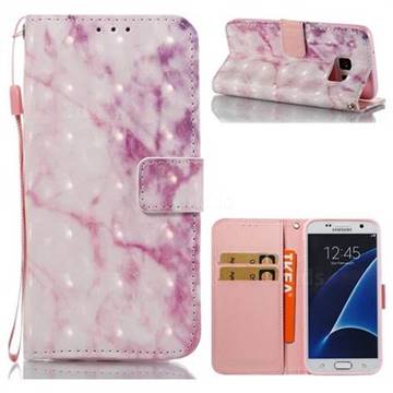 Pink Marble 3D Painted Leather Wallet Case for Samsung Galaxy S7 G930