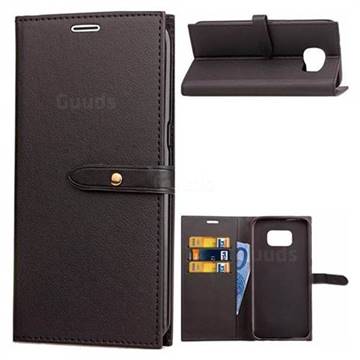 Luxury Fashion Korean PU Leather Wallet Case for Samsung Galaxy S7 G930 - Black