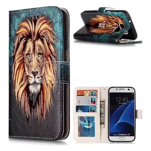 Ice Lion 3D Relief Oil PU Leather Wallet Case for Samsung Galaxy S7 G930