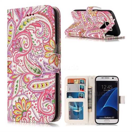 Pepper Flowers 3D Relief Oil PU Leather Wallet Case for Samsung Galaxy S7 G930