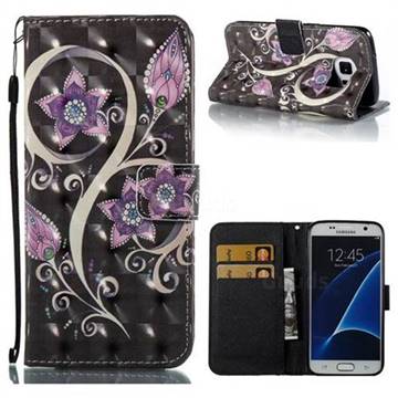 Peacock Flower 3D Painted Leather Wallet Case for Samsung Galaxy S7 G930