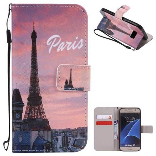 Paris Eiffel Tower PU Leather Wallet Case for Samsung Galaxy S7 G930