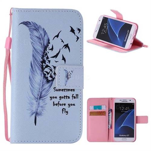 Feather Birds PU Leather Wallet Case for Samsung Galaxy S7 G930