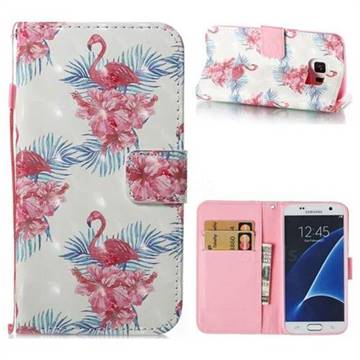Flamingo and Azaleas 3D Painted Leather Wallet Case for Samsung Galaxy S7 G930