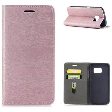 Tree Bark Pattern Automatic suction Leather Wallet Case for Samsung Galaxy S7 G930 - Rose Gold