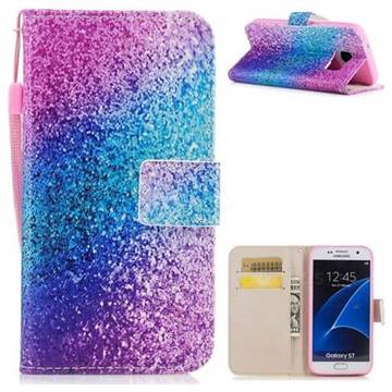 Rainbow Sand PU Leather Wallet Case for Samsung Galaxy S7 G930