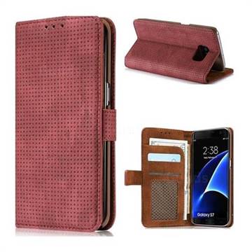 Luxury Vintage Mesh Monternet Leather Wallet Case for Samsung Galaxy S7 G930 - Rose