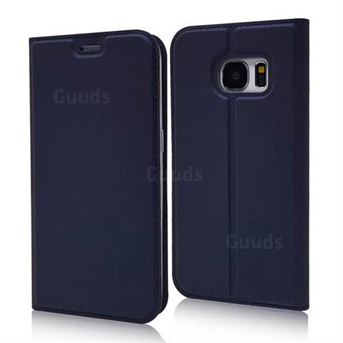 Ultra Slim Card Magnetic Automatic Suction Leather Wallet Case for Samsung Galaxy S7 G930 - Royal Blue