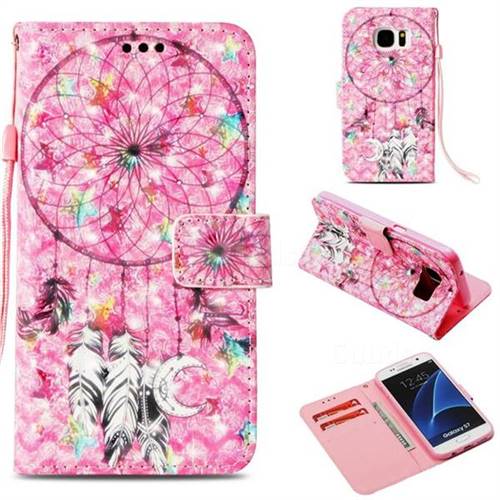 Flower Dreamcatcher 3D Painted Leather Wallet Case for Samsung Galaxy S7 G930