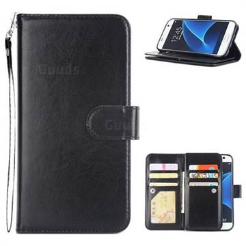 9 Card Photo Frame Smooth PU Leather Wallet Phone Case for Samsung Galaxy S7 G930 - Black