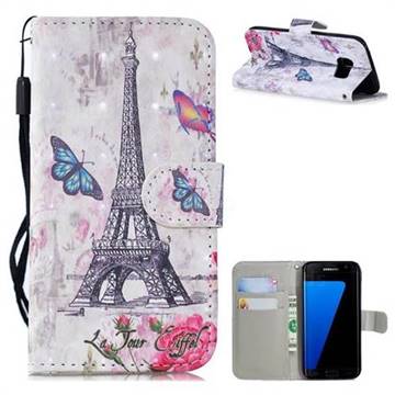 Paris Tower 3D Painted Leather Wallet Phone Case for Samsung Galaxy S7 G930