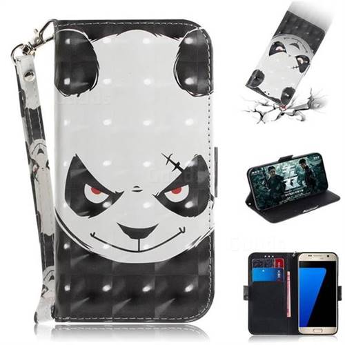Angry Bear 3D Painted Leather Wallet Phone Case for Samsung Galaxy S7 G930
