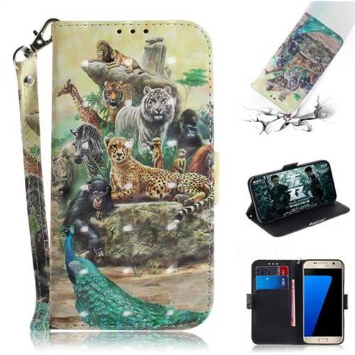 Beast Zoo 3D Painted Leather Wallet Phone Case for Samsung Galaxy S7 G930