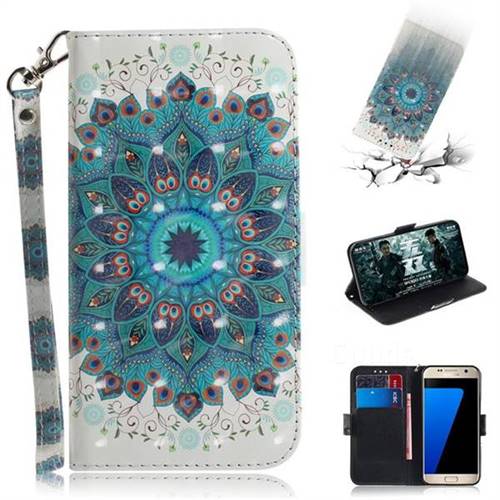 Peacock Mandala 3D Painted Leather Wallet Phone Case for Samsung Galaxy S7 G930