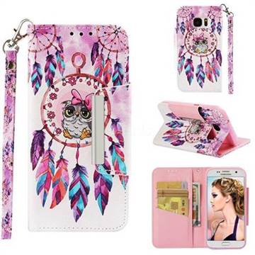 Owl Wind Chimes Big Metal Buckle PU Leather Wallet Phone Case for Samsung Galaxy S7 G930