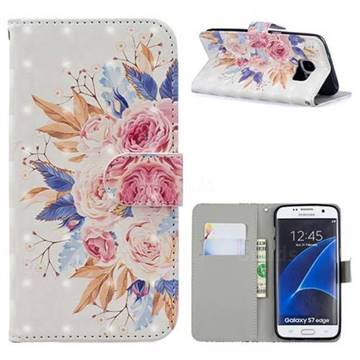 Rose Flowers 3D Painted Leather Phone Wallet Case for Samsung Galaxy S7 G930