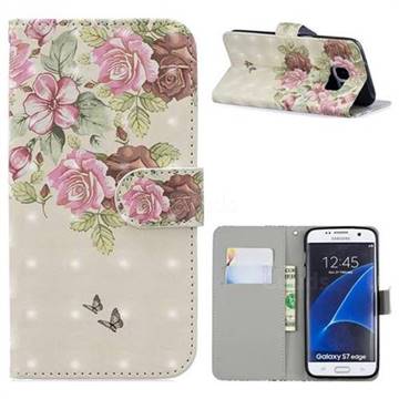 Beauty Rose 3D Painted Leather Phone Wallet Case for Samsung Galaxy S7 G930