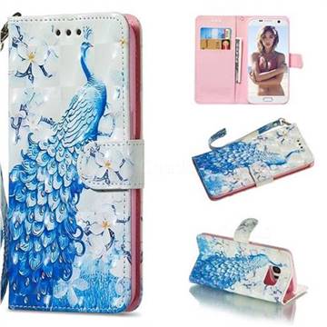Blue Peacock 3D Painted Leather Wallet Phone Case for Samsung Galaxy S7 G930