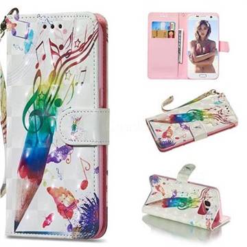Music Pen 3D Painted Leather Wallet Phone Case for Samsung Galaxy S7 G930