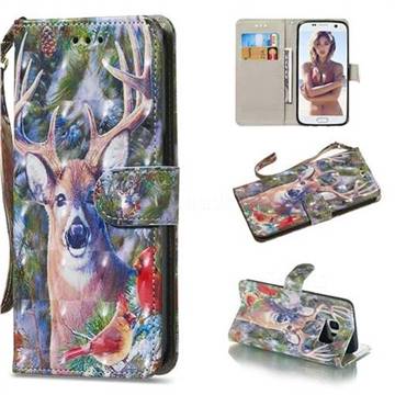 Elk Deer 3D Painted Leather Wallet Phone Case for Samsung Galaxy S7 G930