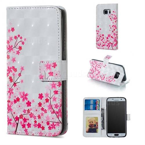 Cherry Blossom 3D Painted Leather Phone Wallet Case for Samsung Galaxy S7 G930
