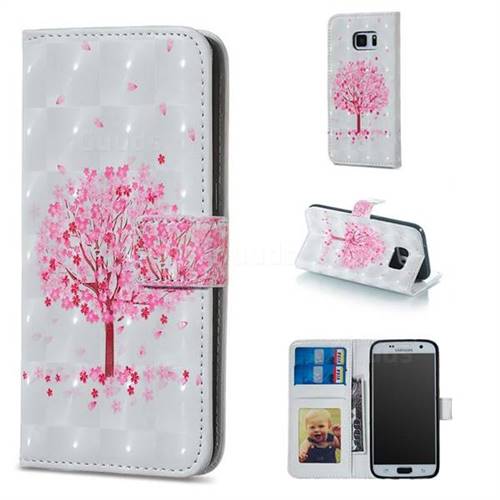 Sakura Flower Tree 3D Painted Leather Phone Wallet Case for Samsung Galaxy S7 G930