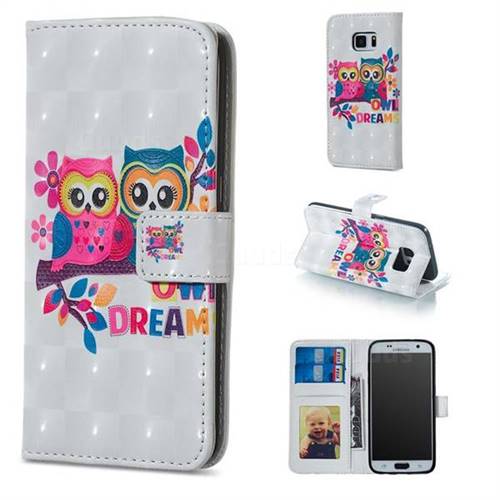 Couple Owl 3D Painted Leather Phone Wallet Case for Samsung Galaxy S7 G930
