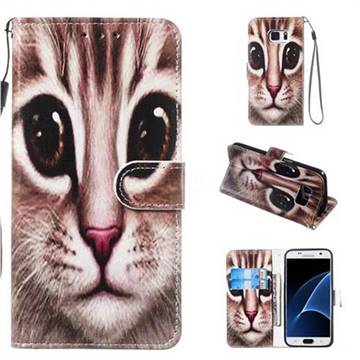 Coffe Cat Smooth Leather Phone Wallet Case for Samsung Galaxy S7 G930