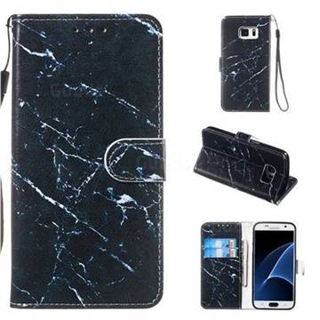 Black Marble Smooth Leather Phone Wallet Case for Samsung Galaxy S7 G930