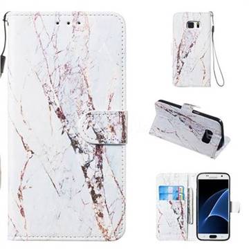 White Marble Smooth Leather Phone Wallet Case for Samsung Galaxy S7 G930