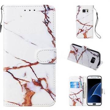 Platinum Marble Smooth Leather Phone Wallet Case for Samsung Galaxy S7 G930