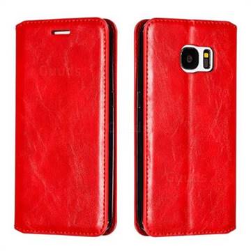 Retro Slim Magnetic Crazy Horse PU Leather Wallet Case for Samsung Galaxy S7 G930 - Red