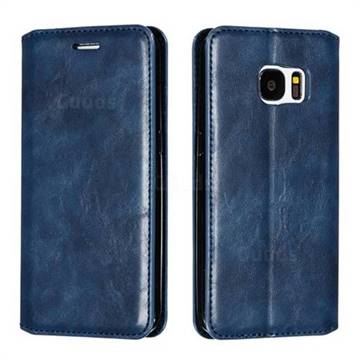 Retro Slim Magnetic Crazy Horse PU Leather Wallet Case for Samsung Galaxy S7 G930 - Blue
