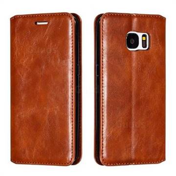 Retro Slim Magnetic Crazy Horse PU Leather Wallet Case for Samsung Galaxy S7 G930 - Brown