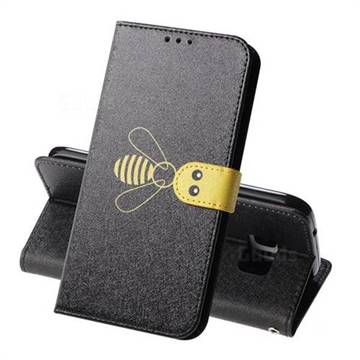 Silk Texture Bee Pattern Leather Phone Case for Samsung Galaxy S7 G930 - Black
