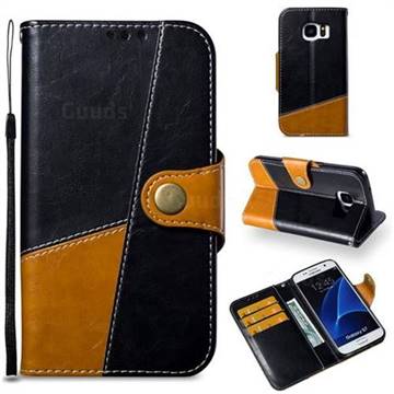 Retro Magnetic Stitching Wallet Flip Cover for Samsung Galaxy S7 G930 - Black