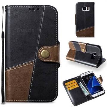 Retro Magnetic Stitching Wallet Flip Cover for Samsung Galaxy S7 G930 - Dark Gray