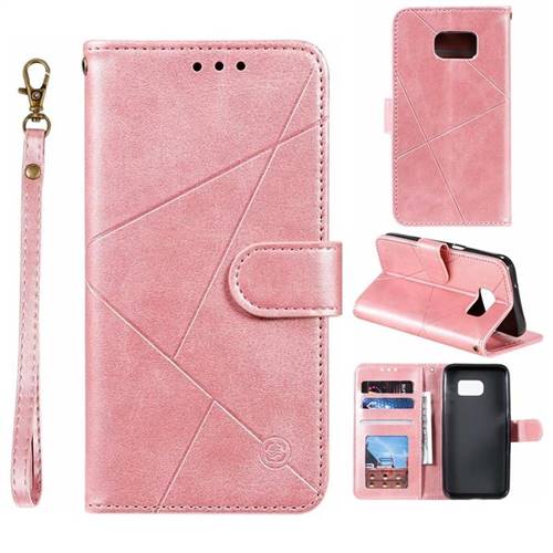 Embossing Geometric Leather Wallet Case for Samsung Galaxy S7 G930 - Rose Gold