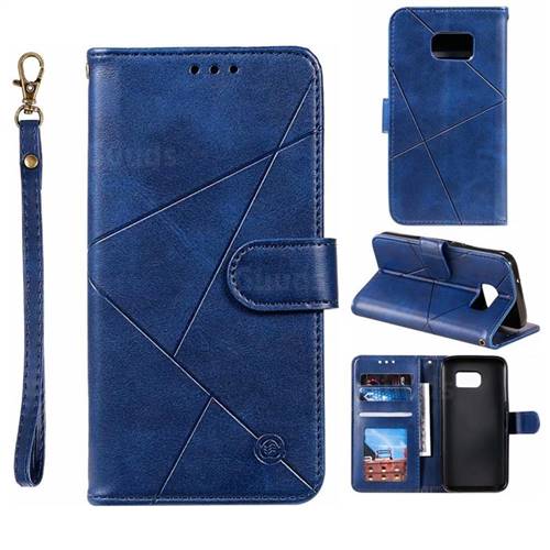 Embossing Geometric Leather Wallet Case for Samsung Galaxy S7 G930 - Blue