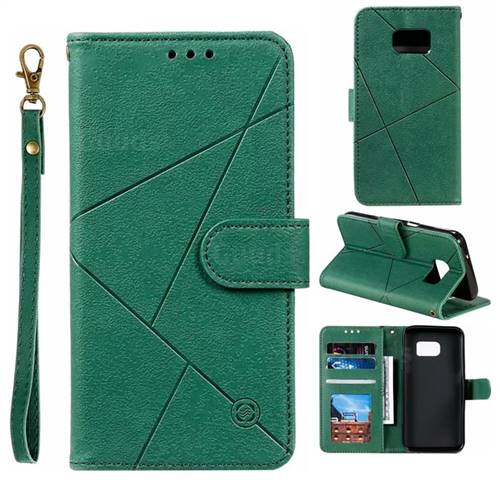 Embossing Geometric Leather Wallet Case for Samsung Galaxy S7 G930 - Green