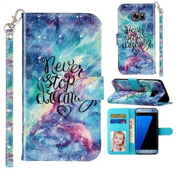 Blue Starry Sky 3D Leather Phone Holster Wallet Case for Samsung Galaxy S7 G930