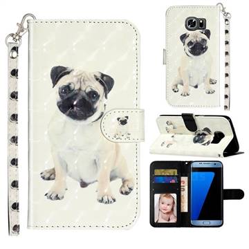Pug Dog 3D Leather Phone Holster Wallet Case for Samsung Galaxy S7 G930