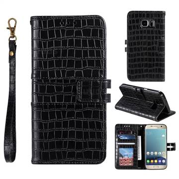 Luxury Crocodile Magnetic Leather Wallet Phone Case for Samsung Galaxy S7 G930 - Black