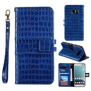 Luxury Crocodile Magnetic Leather Wallet Phone Case for Samsung Galaxy S7 G930 - Blue