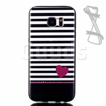 Heart Stripe Black Soft TPU Back Cover for Samsung Galaxy S7 Edge