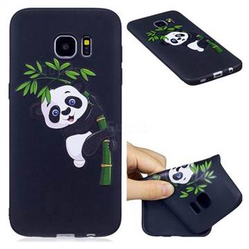Bamboo Panda 3D Embossed Relief Black Soft Back Cover for Samsung Galaxy S7 Edge s7edge