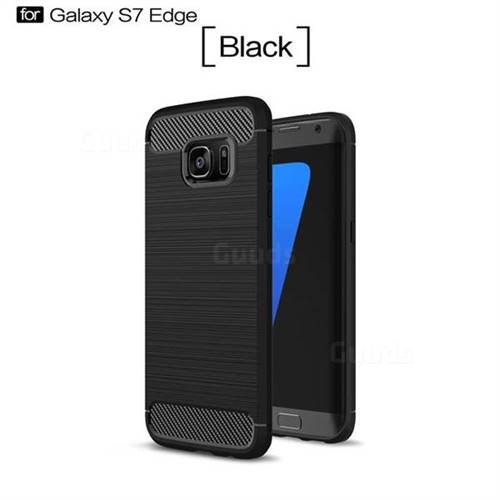 Luxury Carbon Fiber Brushed Wire Drawing Silicone TPU Back Cover for Samsung Galaxy S7 Edge s7edge (Black)