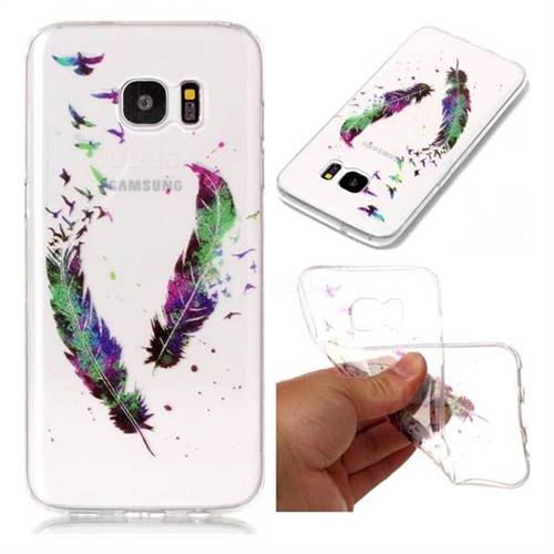 Colored Feathers Super Clear Soft TPU Back Cover for Samsung Galaxy S7 Edge s7edge
